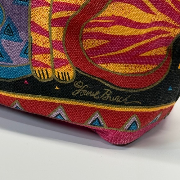 Laurel Burch Purse Cat Cotton Canvas Tote Bag Cutout Artsy Boho - Picture 2 of 13